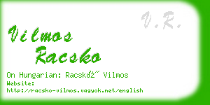 vilmos racsko business card